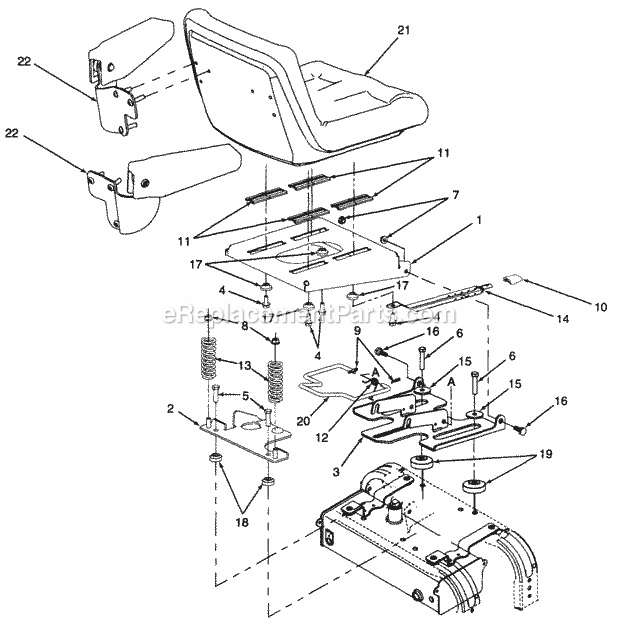 Seat Assembly Mfg. 4-20-98 & After Diagram and Parts List for Z48L 53AC365M100, 53BA1D5M100 Cub Cadet Lawn Mower